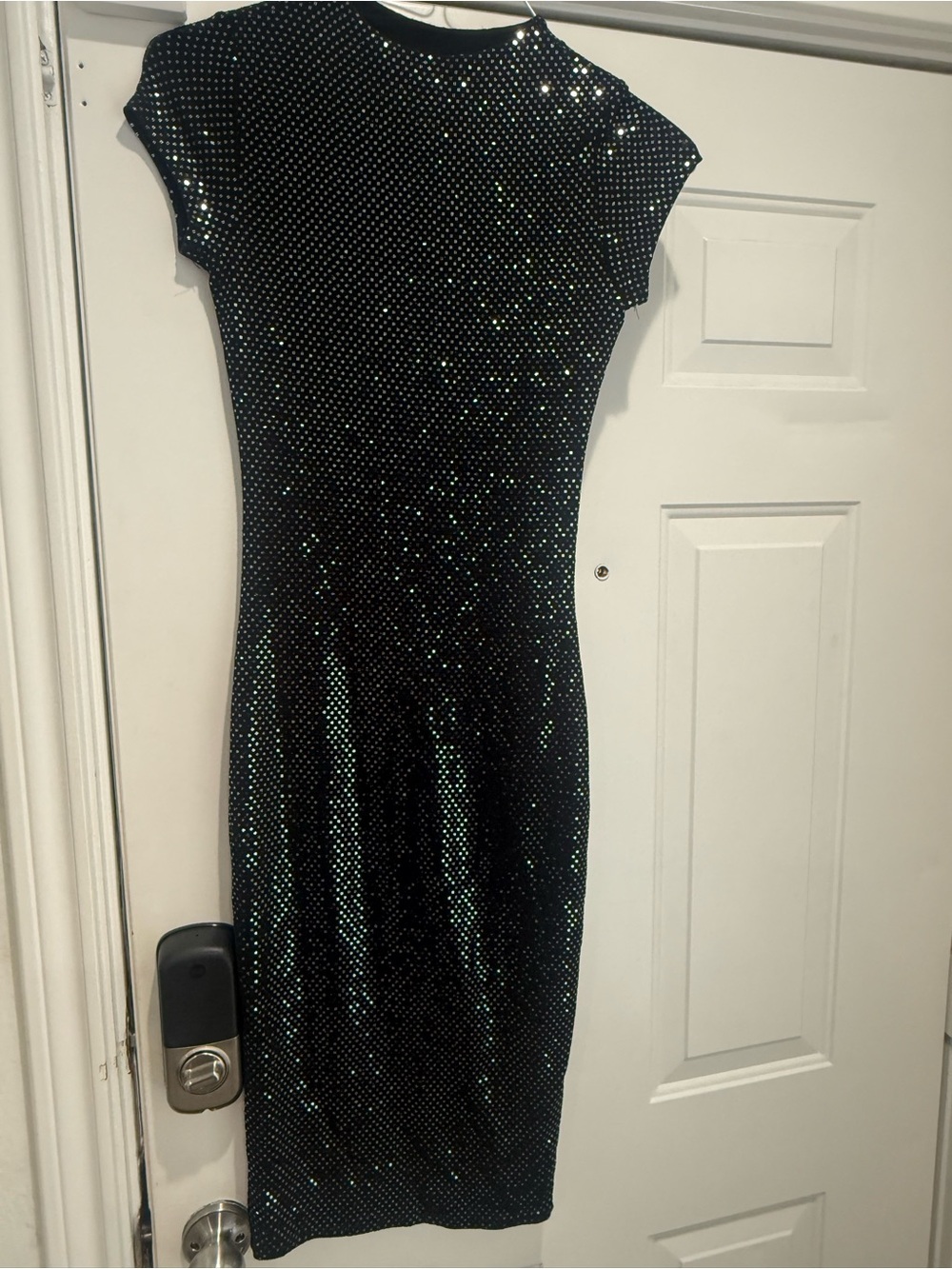 Black Sequin Short Sleeve Top